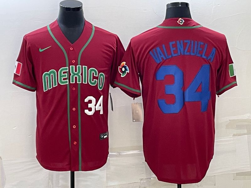 Men 2023 World Cub Mexico #34 Valenzuela Red Nike MLB Jersey10->more jerseys->MLB Jersey